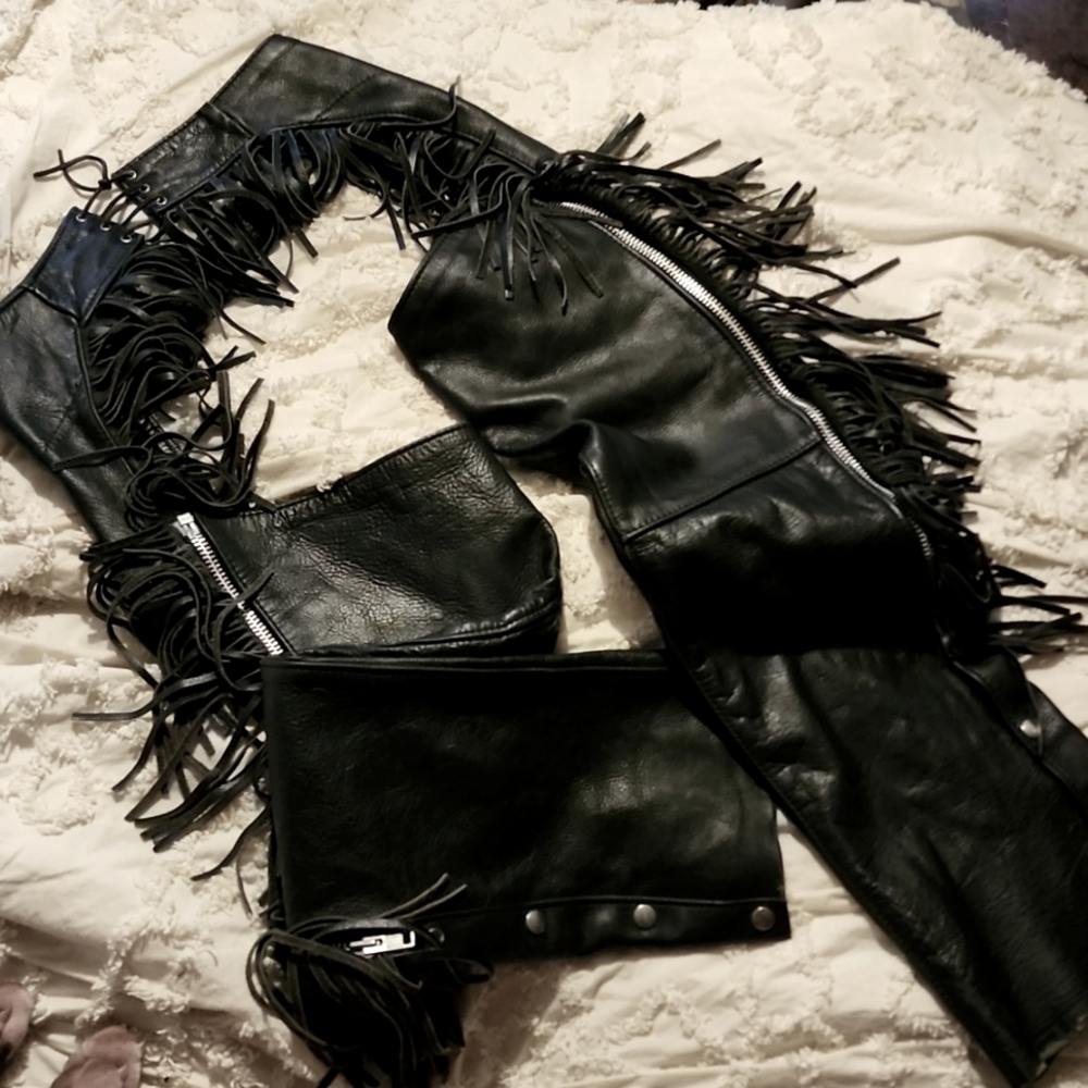 Steer brand leather chaps